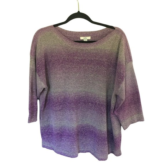Croft & Barrow Women's Plus Lavender Pink Boatneck Space-Dye Light Knit Sweater - Picture 4 of 15